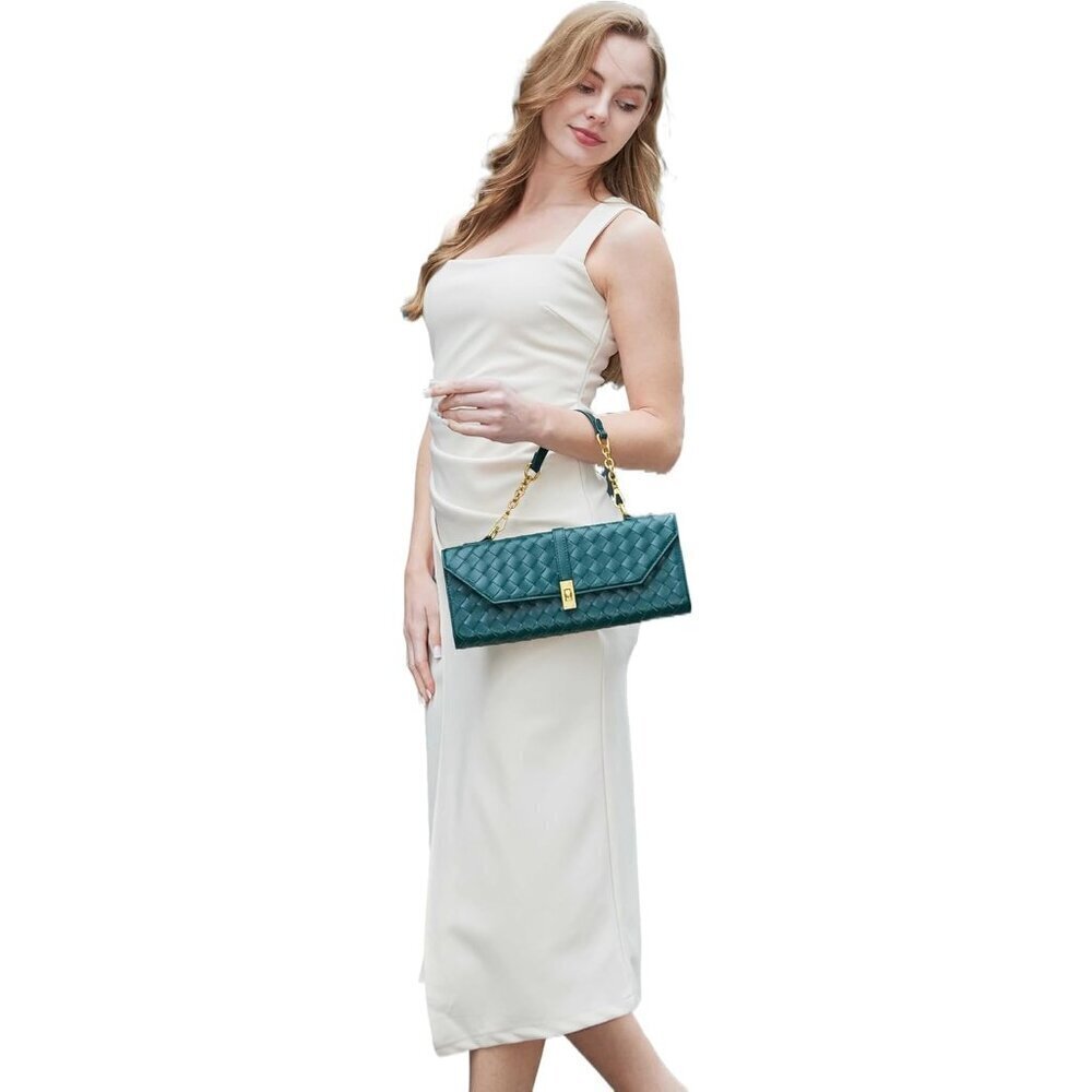 🆕Women White Woven Evening Handbag Crossbody Purse Wallet with Orange Gift Bag - Picture 4 of 6